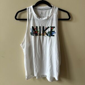 Nike White Tank Top with Floral Graphic